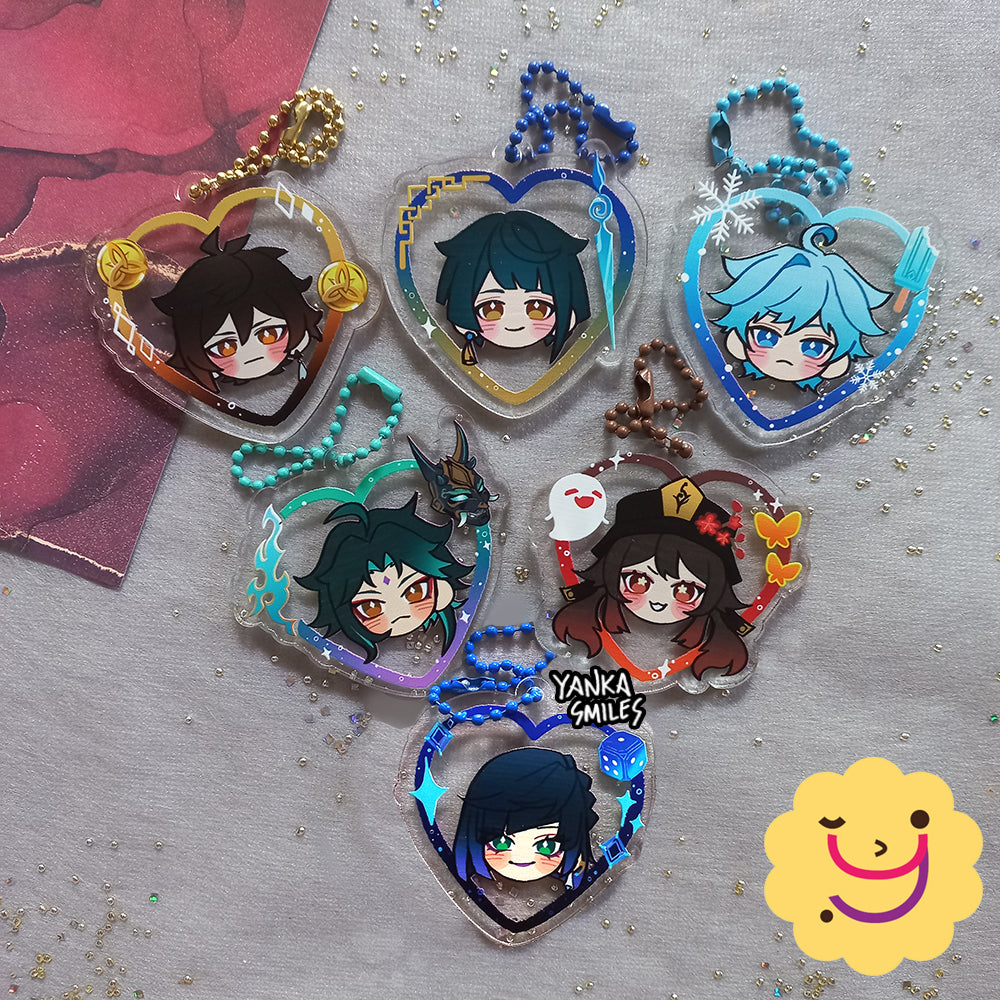 Genshin Impact Heart Acrylic Charm Keychains [vol 2: Liyue]