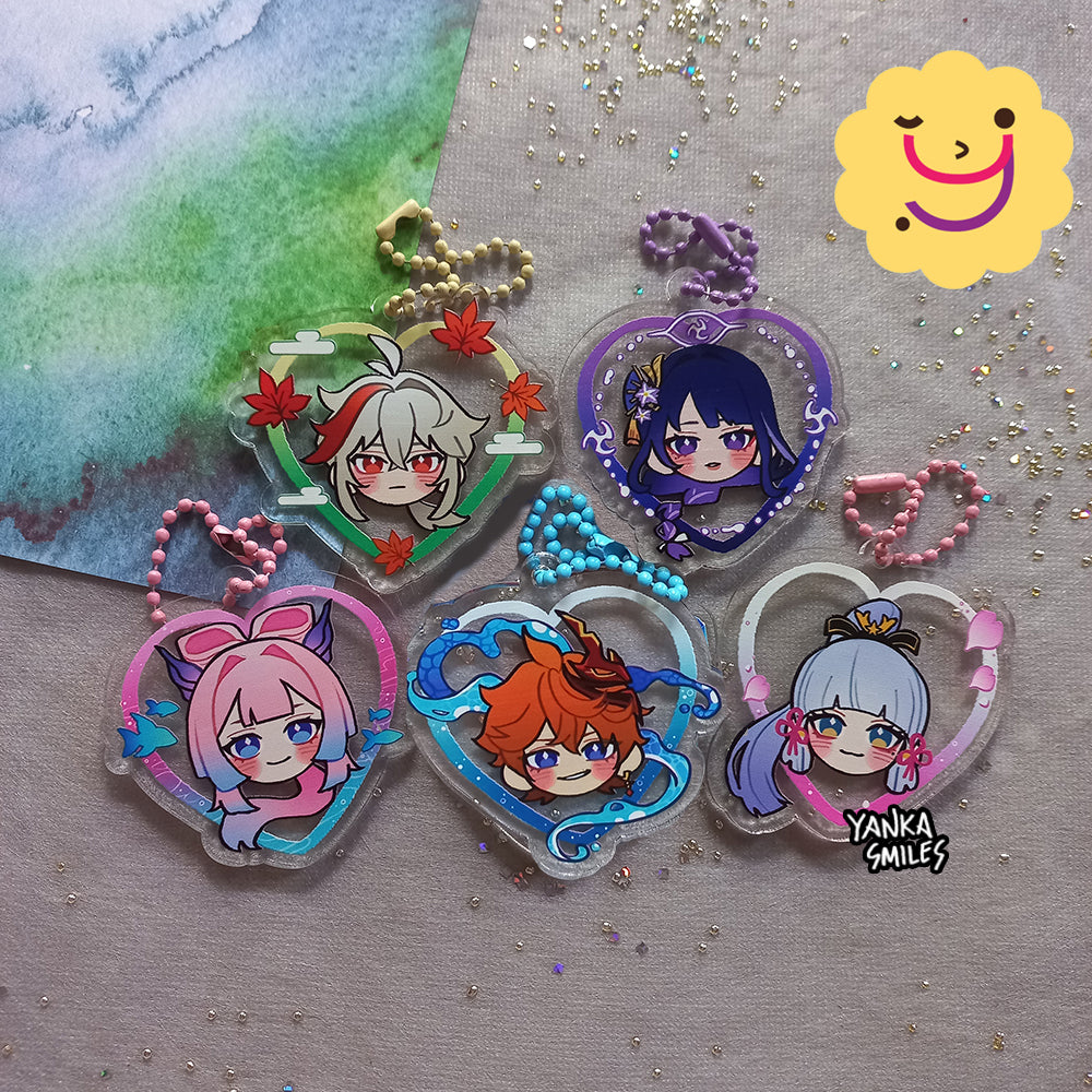 Genshin Impact Heart Acrylic Charm Keychains [vol 3: Inazuma + Snezhnaya]