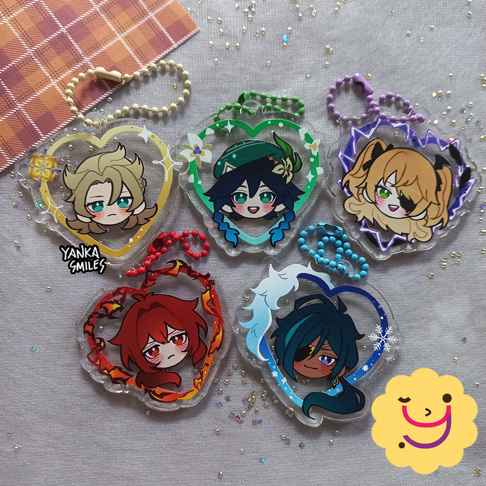 Genshin Impact Heart Acrylic Charm Keychains [vol 1: Mondstadt]