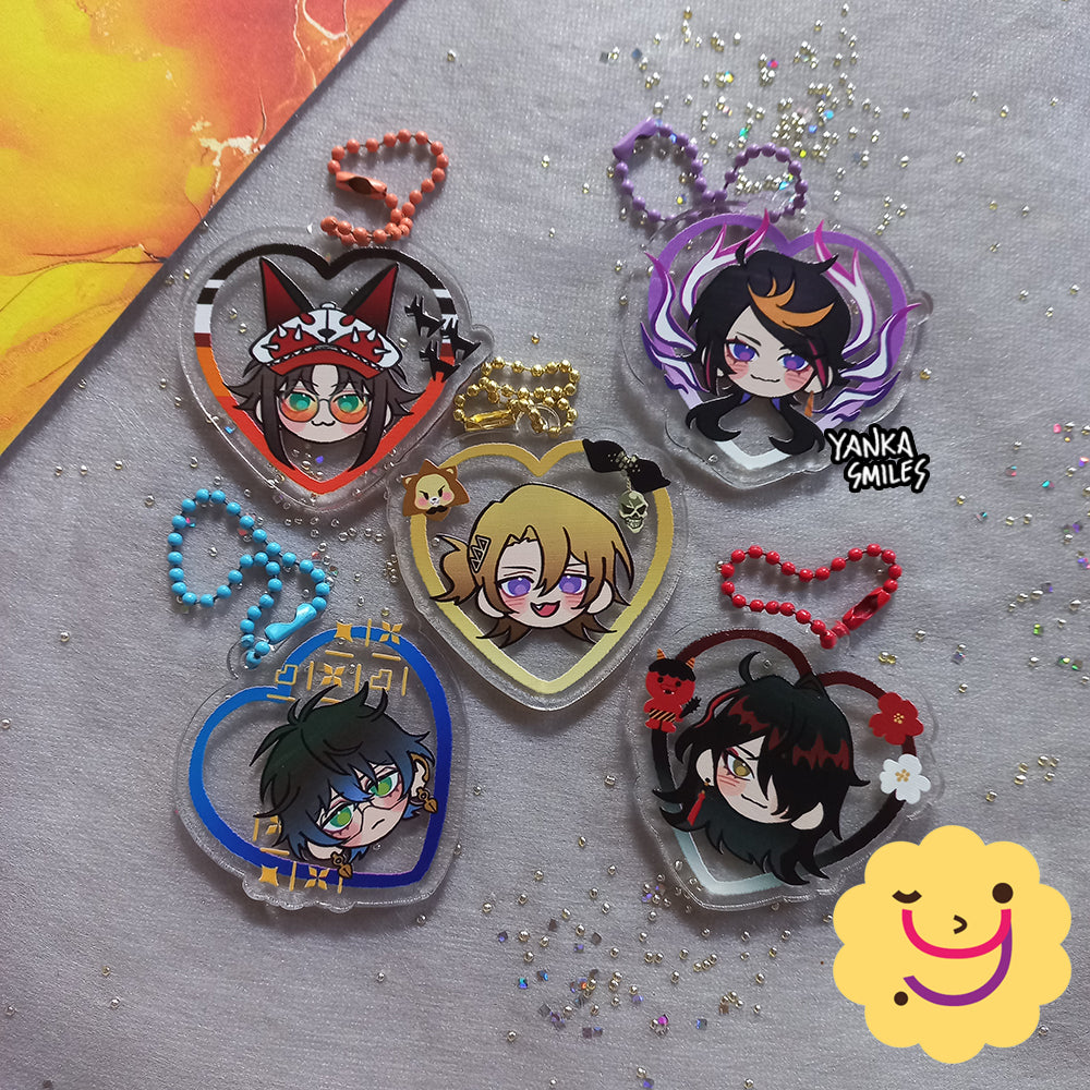 LUXIEM NIJISANJI Heart Acrylic Charm Keychains