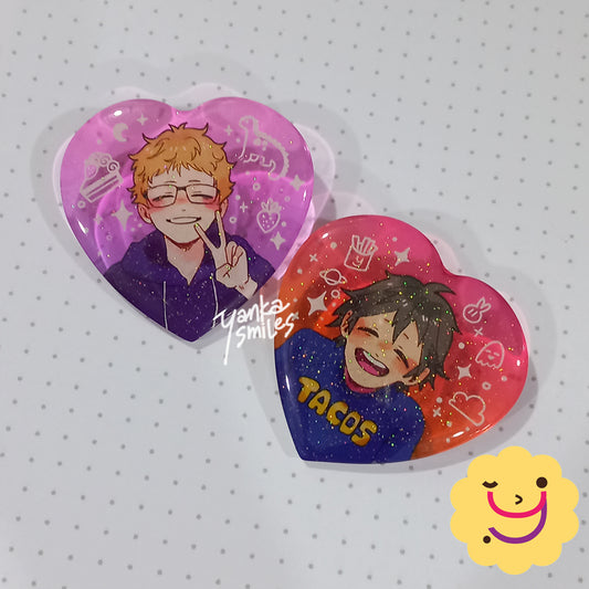 Kid TsukkiYama Jelly Glitter Acrylic Pins