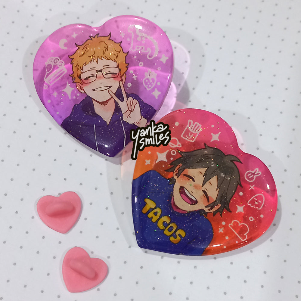 Kid TsukkiYama Jelly Glitter Acrylic Pins