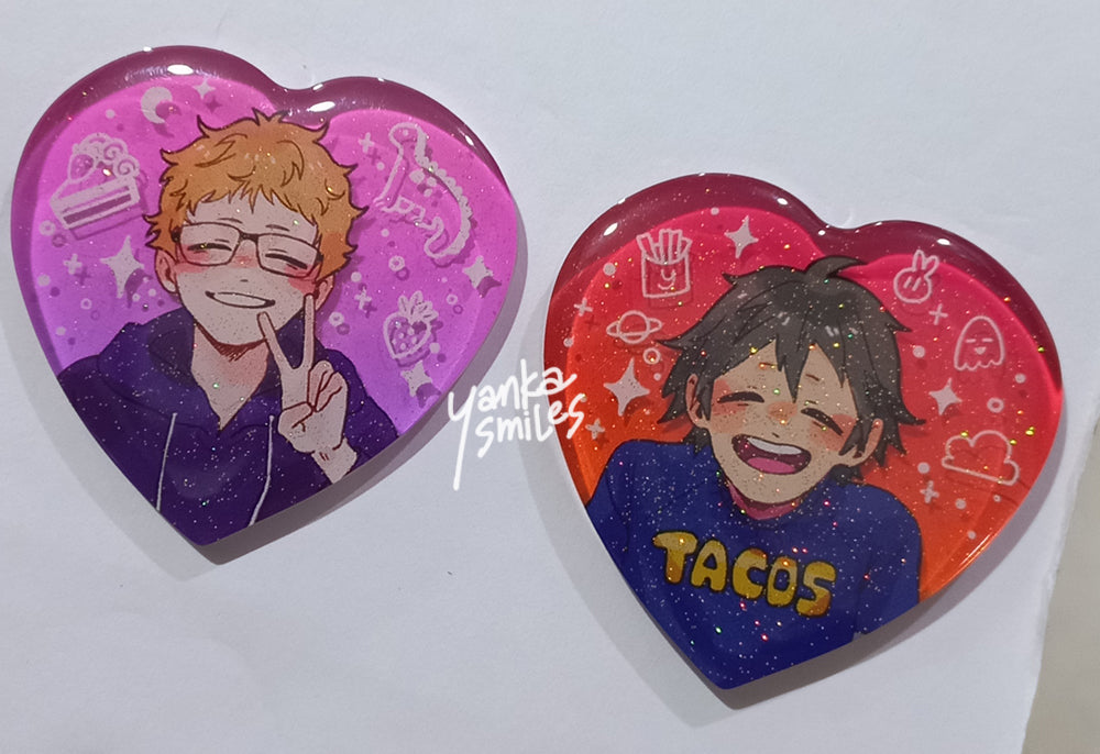 Kid TsukkiYama Jelly Glitter Acrylic Pins