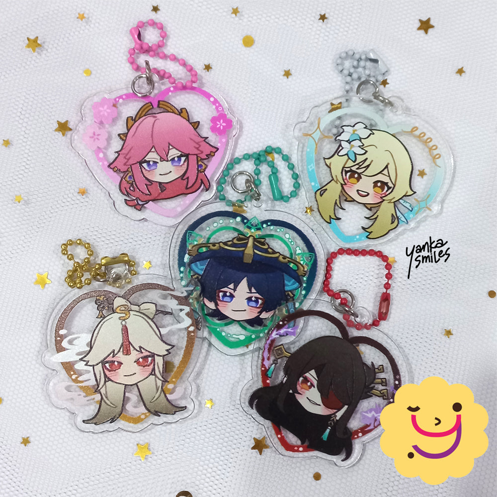 Genshin Impact Heart Acrylic Charm Keychains [vol 5]