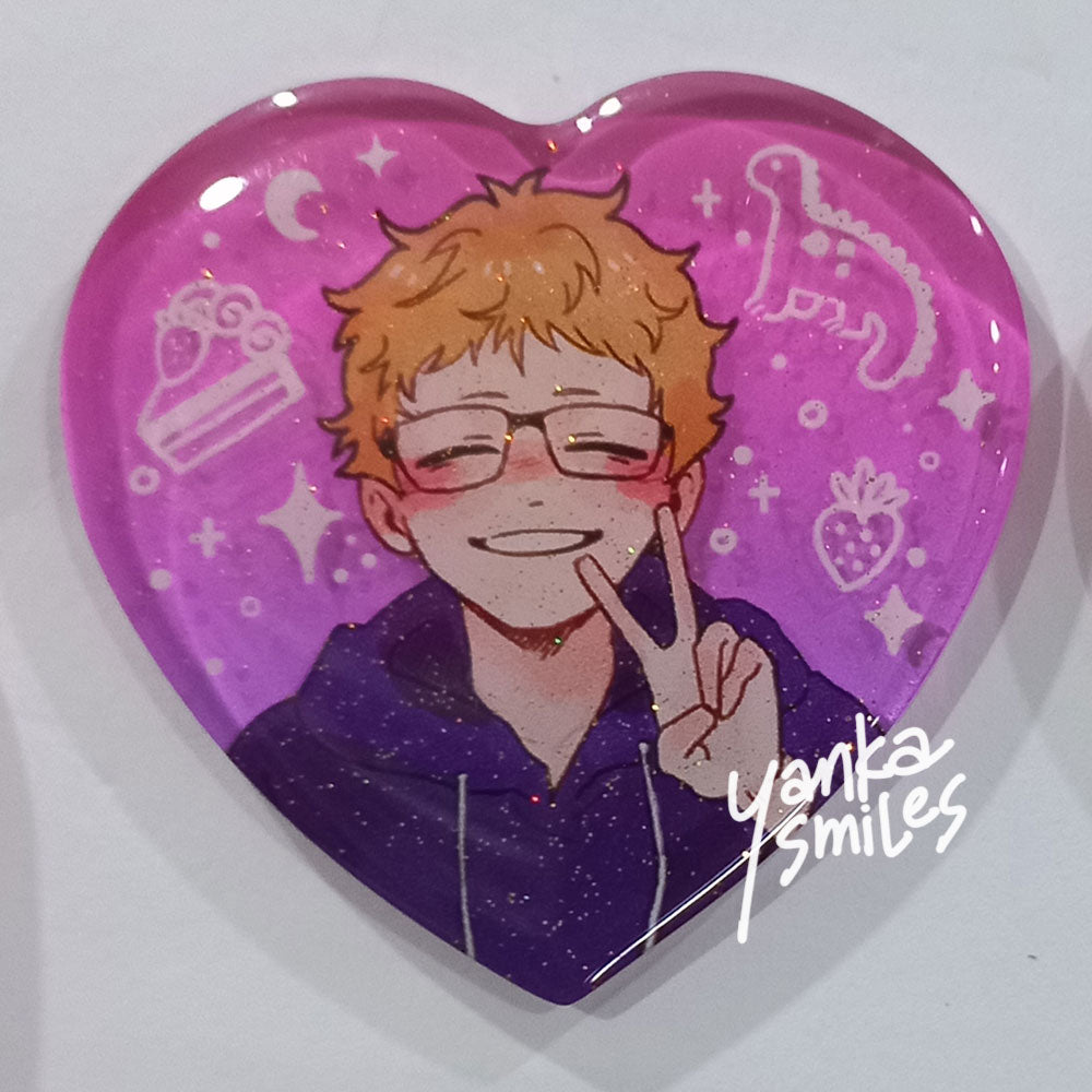 Kid TsukkiYama Jelly Glitter Acrylic Pins