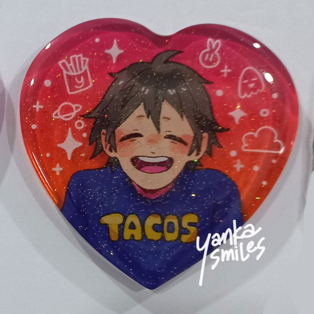 Kid TsukkiYama Jelly Glitter Acrylic Pins