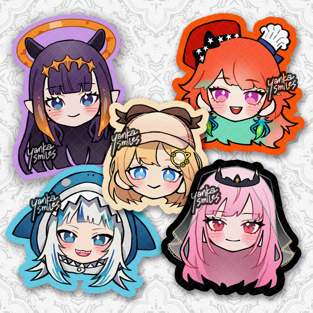 -Myth- hololive Chibi Head Stickers