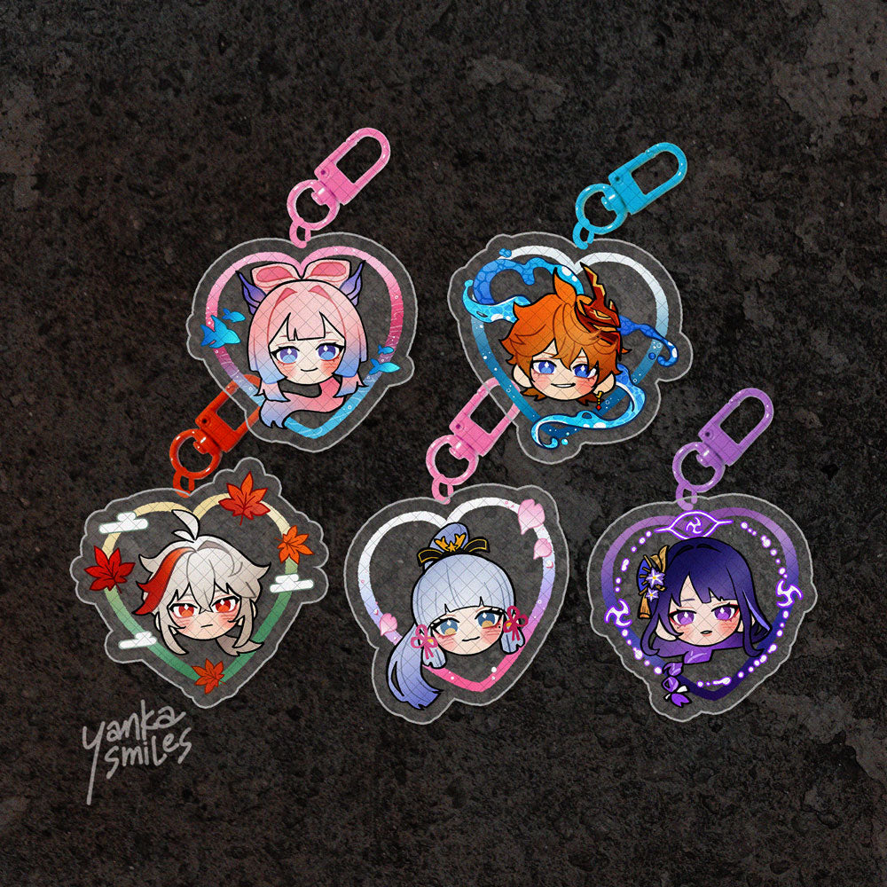 Genshin Impact Heart Acrylic Charm Keychains [vol 3: Inazuma + Snezhnaya]