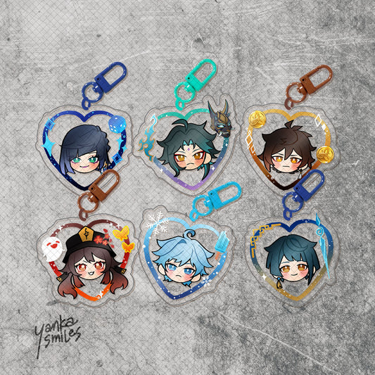 Genshin Impact Heart Acrylic Charm Keychains [vol 2: Liyue]