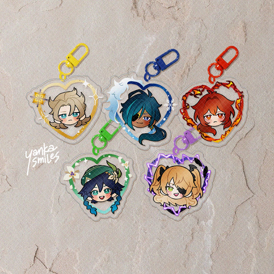 Genshin Impact Heart Acrylic Charm Keychains [vol 1: Mondstadt]