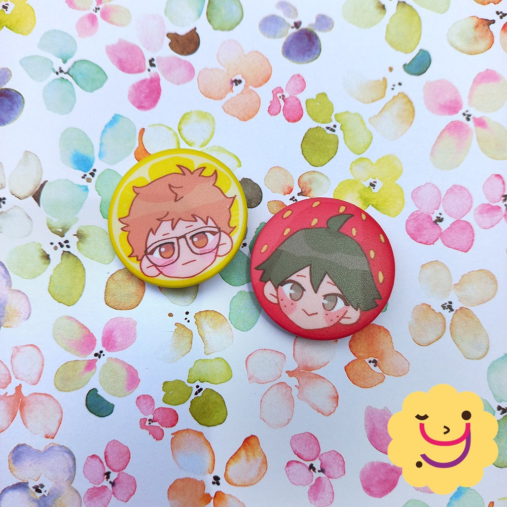 Tsukishima Lemon and Yamaguchi Strawberry Small button pins