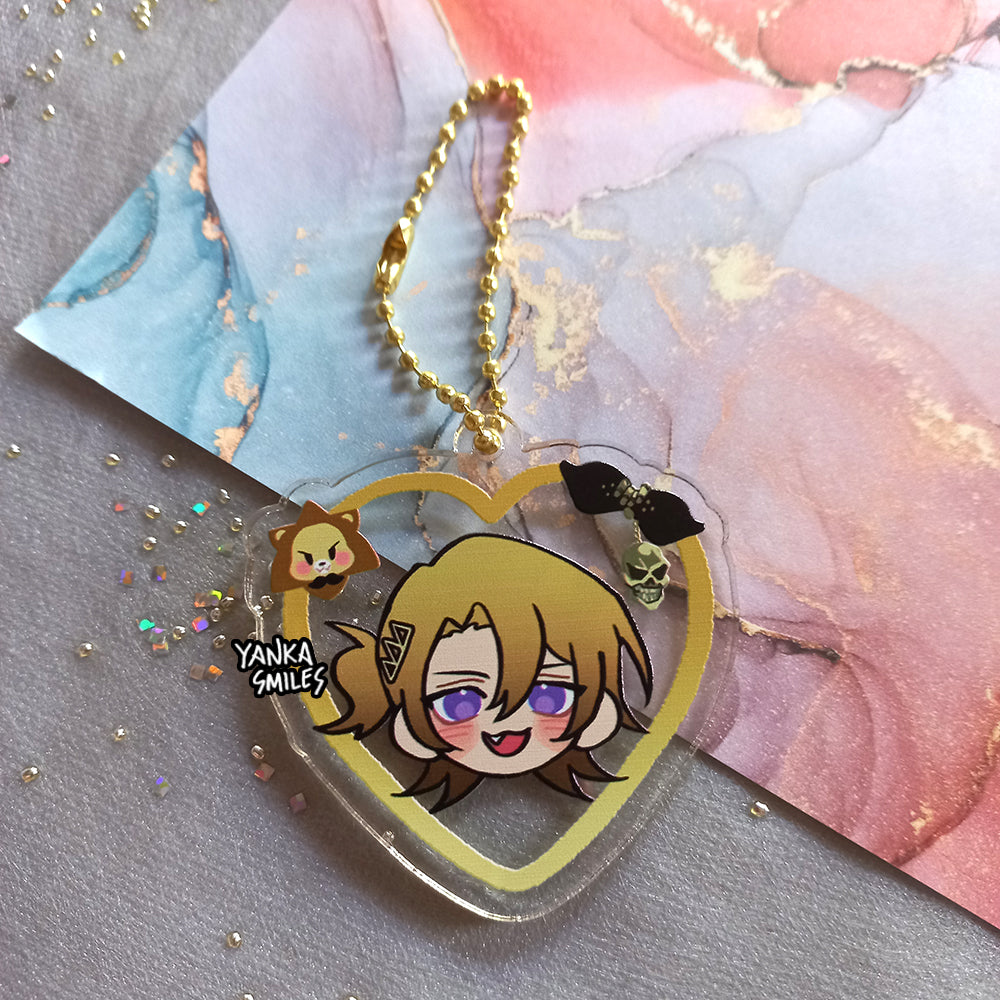 LUXIEM NIJISANJI Heart Acrylic Charm Keychains